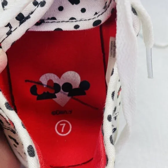 Disney Womens MINNIE MICKEY EARS Polka White Canvas Lace Up Tennis Shoes Size 7 - Picture 11 of 12